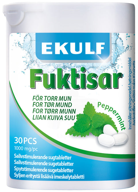 Ekulf Fuktisar sugetabletter peppermynte 30 stk, 832937