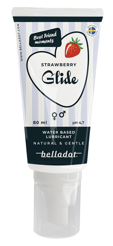 Belladot Strawberry Glide vannbasert glidemiddel jordbærsmak 80 ml, 972777
