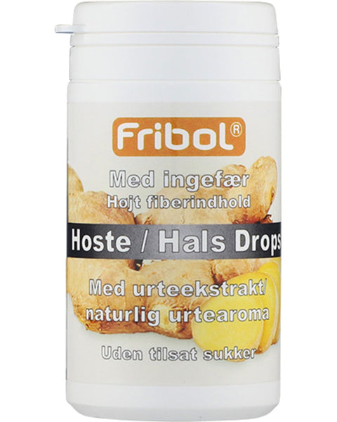 Fribol Hoste/Hals Ingefær drops u/sukker 60 g, 999941