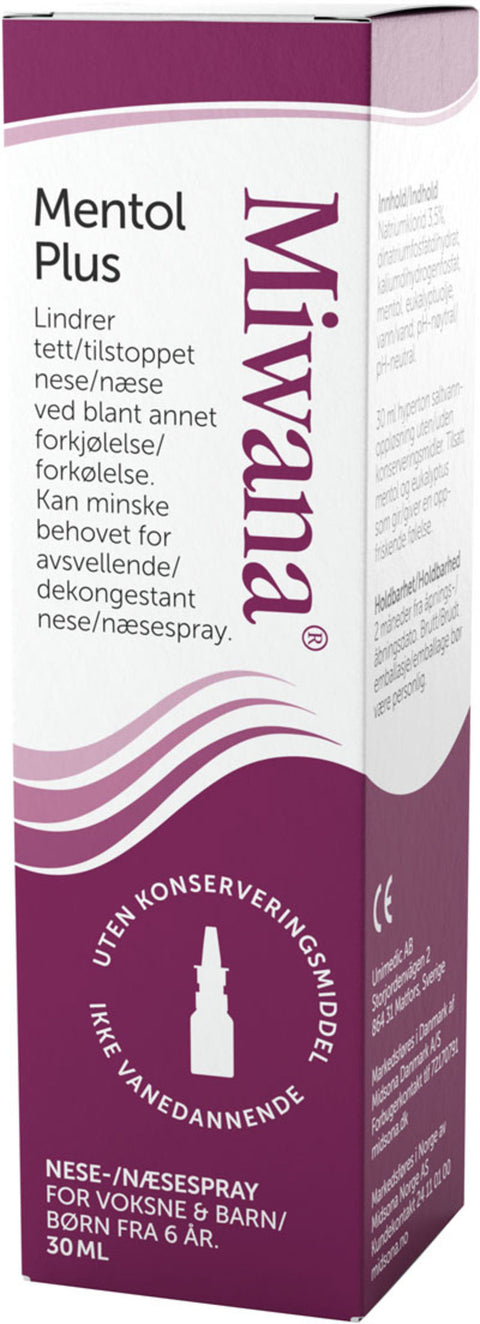 Miwana plus 3,5% nesespray mentol 30 ml,  902674