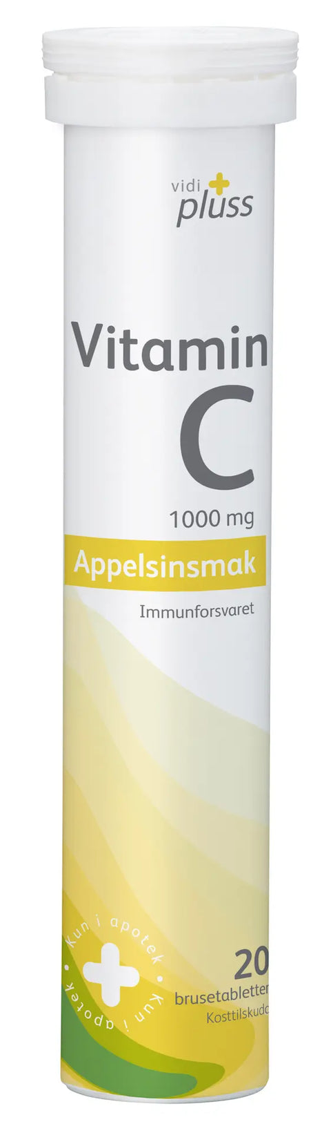 Vidi pluss C-vitamin 1000mg brusetabletter appelsinsmak 20 stk, 811156