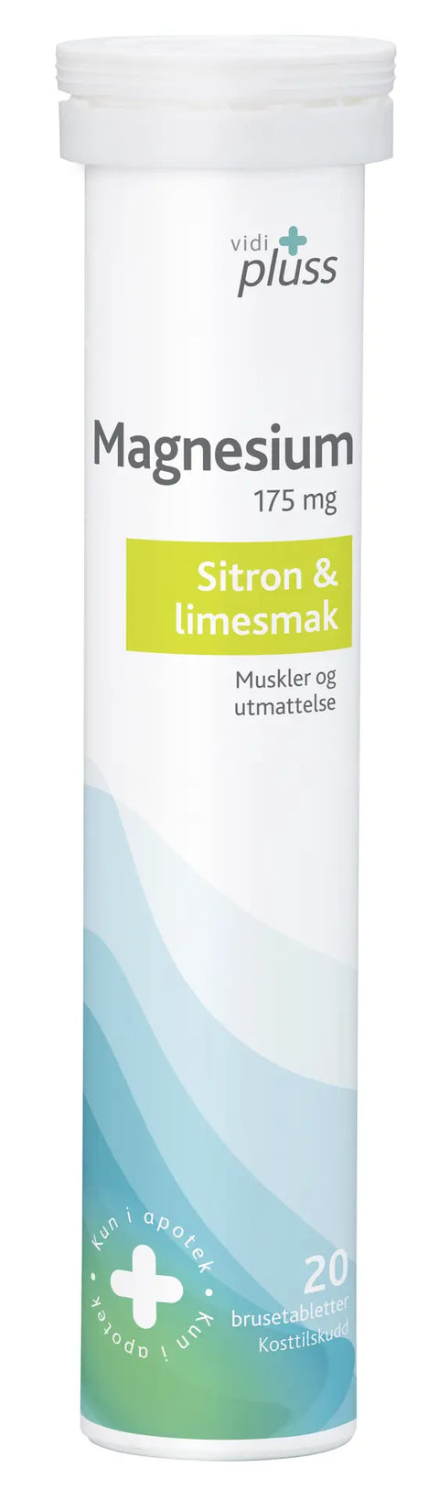 Vidi pluss magnesium brusetablett 175 mg sitron & lime smak 20 stk, 826196