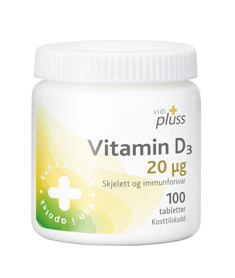 Vidi pluss vitamin D 20 mcg 100 tabletter, 832467