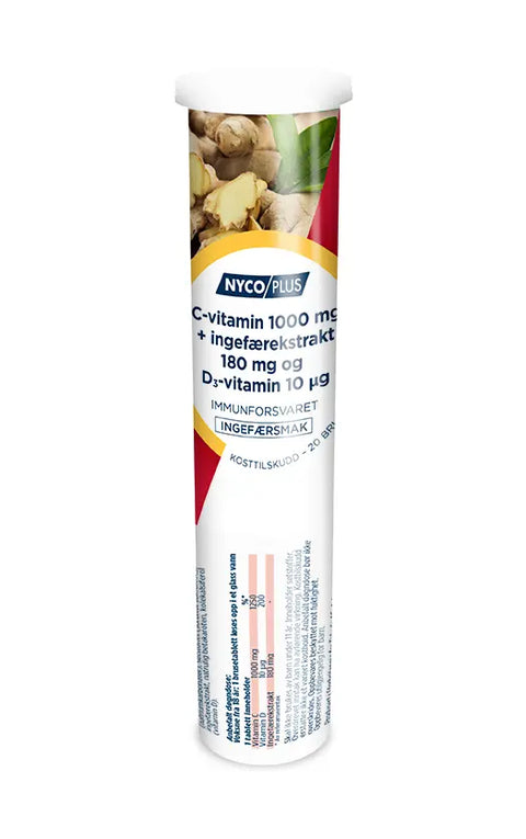 Nycoplus C-vitamin 1000 mg ingefær + D3 20 stk, 971772