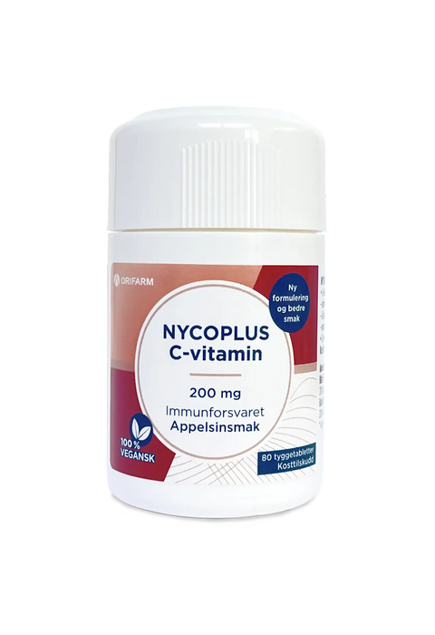 Nycoplus C-vitamin tyggetablett 200 mg appelsin 80 stk, 818851