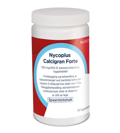 Nycoplus Calcigran Forte 500mg/400IE tyggetabletter, 531751