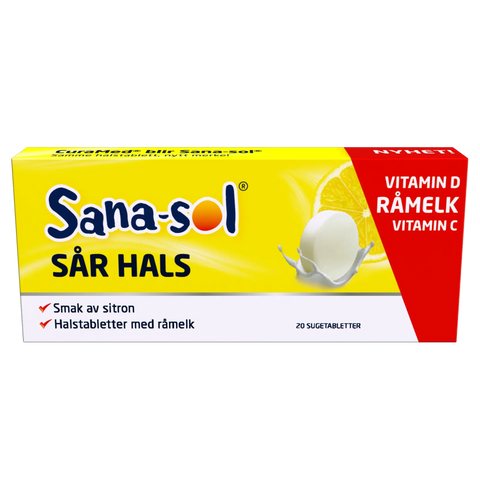 Sana-Sol Sår Hals sugtabletter med sitronsmak 20 stk, 880160