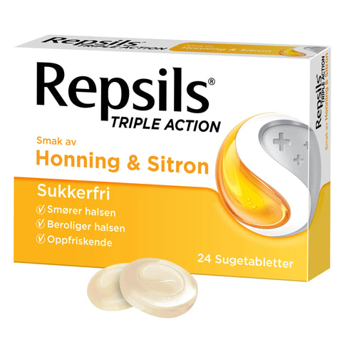 Repsils Triple Action honning og sitron 24 stk, 928603