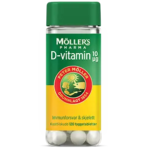 Möller's Pharma Vitamin-D 10µg 120 tyggetabletter med appelsinsmak 120 tyggetabletter, 848288