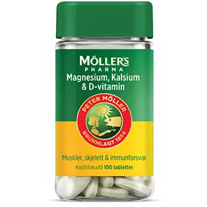 Möller's Pharma Magnesium, Kalsium og D-vitamin 100 tabletter, 980254