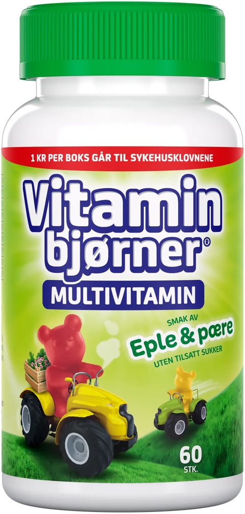 Vitaminbjørner tyggetabletter eple- og pæresmak 60 stk, 828065