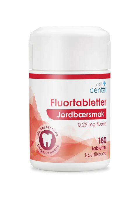 Vidi dental fluortabletter 0,25 mg jordbærsmak 180 stk, 882917