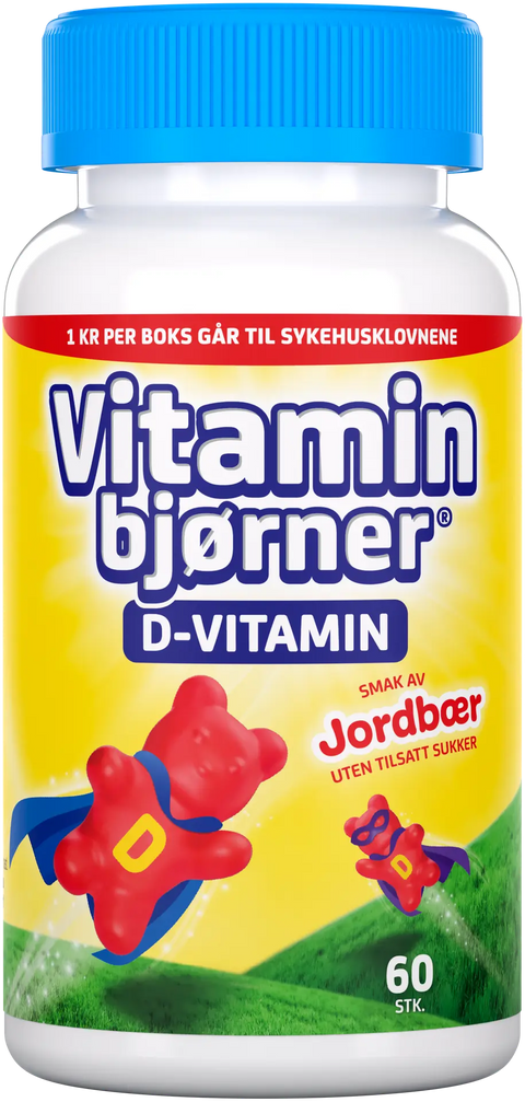 Vitaminbjørner D-vitamin tyggetabletter jordbærsmak 60 stk, 912775