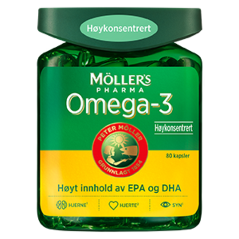 Möller's Pharma Omega-3 høykonsentrert 80 kapsler, 800321