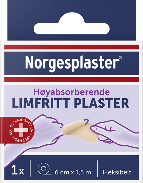 Norgesplaster limfritt plaster 6cmx1,5m 1 rull, 962828