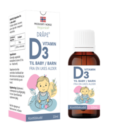 Dråpe vegansk D3-vitamin baby/barn 10 ml, 907481